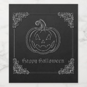 Silver Jack O' Lantern Halloween Wijn Etiket (Enkel label)