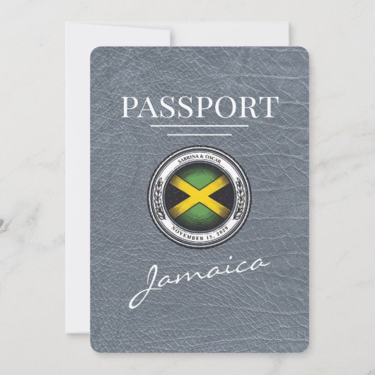 Silver Jamaica Passport Wedding Invitation Kaart (Achterkant)