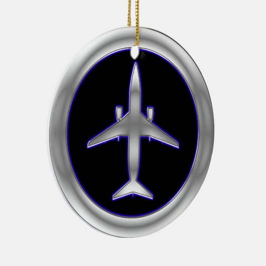 Silver Jet Vliegtuig Keramisch Ornament (Rechts)