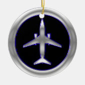 Silver Jet Vliegtuig Keramisch Ornament (Voorkant)