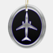 Silver Jet Vliegtuig Keramisch Ornament (Links)