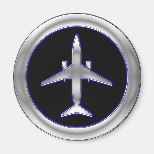 Silver Jet Vliegtuig Magneet (Voorkant)