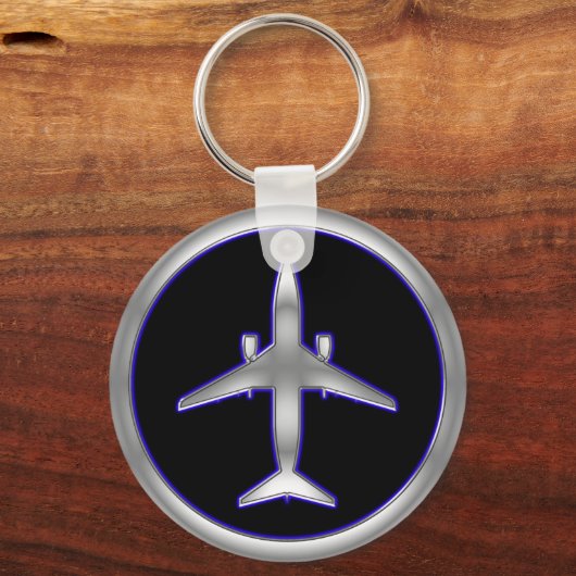 Silver Jet Vliegtuig Sleutelhanger (Voorkant)