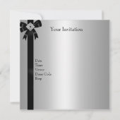 Silver Jewel Black Bow 40th Elegant Birthday Kaart (Achterkant)