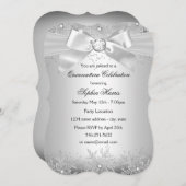 Silver Jewel Bow Snowflake Quinceanera Kaart (Voorkant / Achterkant)