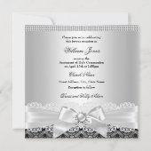 Silver Jewel Cross Boy First Heilige Communie Kaart (Achterkant)