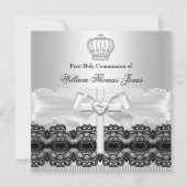 Silver Jewel Cross Boy First Heilige Communie Kaart (Voorkant)