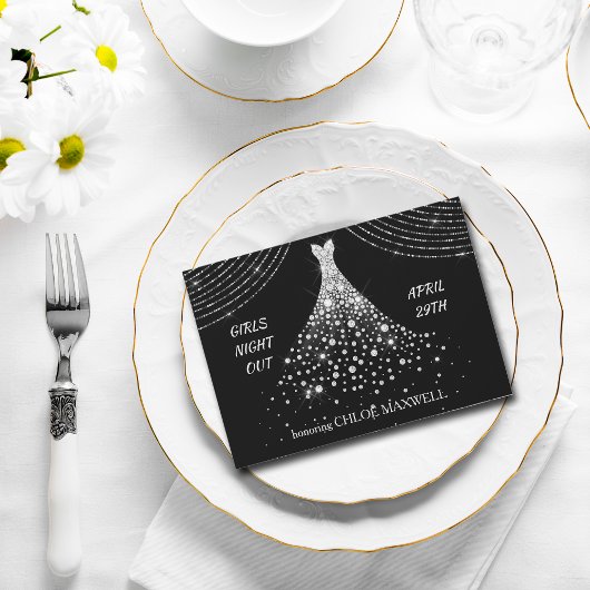 Silver Jewel Dress Bachelorette Party Uitnodiging