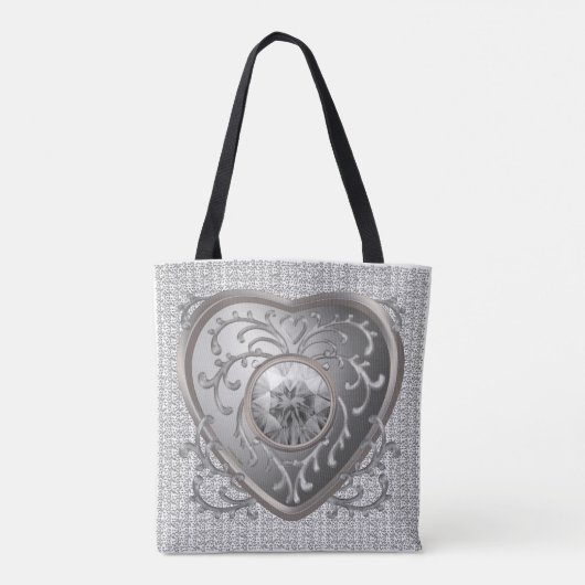 Silver Jewel Fairy Heart aangepaste fee canvas tas (Achterkant)