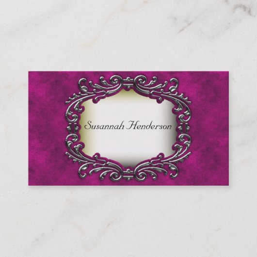 Silver Jewel op roze Visitekaartjes van Velvet (Voorkant)