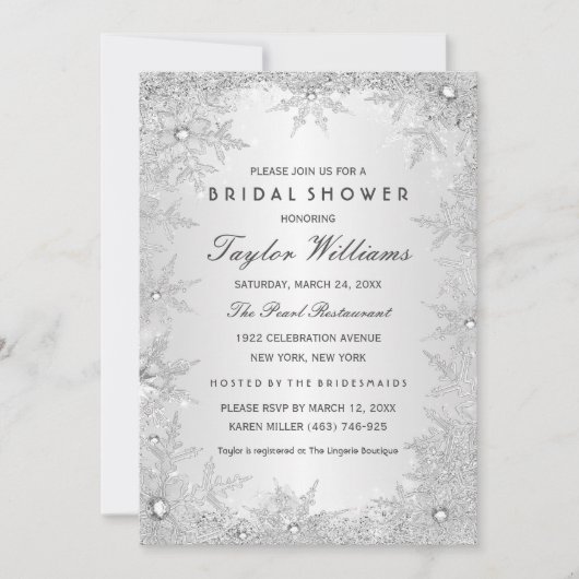 Silver Jewel Snowflake Vrijgezellenfeest Kaart (Voorkant)