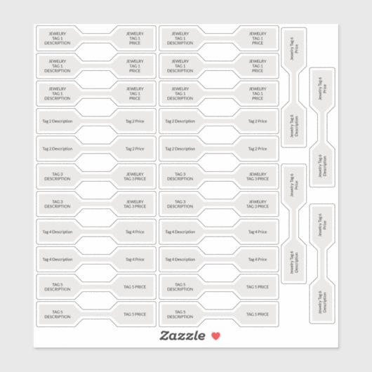 Silver Jewelry Price Label Barbell Stickers (Vel)