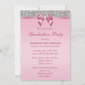 Silver Jewels Faux Bow Girls Graduparty Kaart (Achterkant)