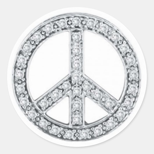 Silver Jewels Peace Sign Ronde Sticker (Voorkant)