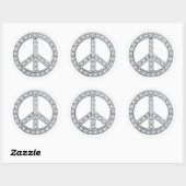 Silver Jewels Peace Sign Ronde Sticker (Vel)