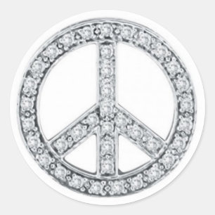 Silver Jewels Peace Sign Ronde Sticker