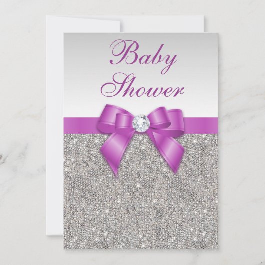 Silver Jewels Radiant Orchid Bow Baby shower Kaart (Voorkant)