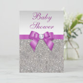 Silver Jewels Radiant Orchid Bow Baby shower Kaart (Staand voorkant)
