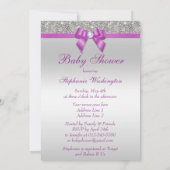 Silver Jewels Radiant Orchid Bow Baby shower Kaart (Achterkant)