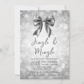 Silver Jingle Mingle Christmas Party Bow Snow  Kaart (Voorkant)