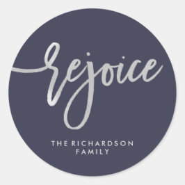 Silver Joice | Modern Script op Midnight Blue Ronde Sticker