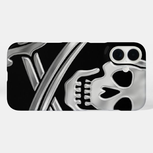 Silver Jolly Roger Case-Mate iPhone Case (Achterkant (horizontaal))