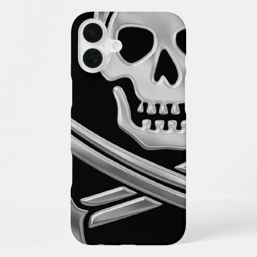 Silver Jolly Roger iPhone Hoesje (Achterkant)
