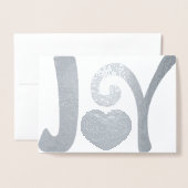 Silver Joy Christmas Heart Folie Kaarten (Voorkant met envelop)