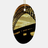 Silver Jubilee Suspension Bridge Silhouette Sunset Keramisch Ornament (Rechts)