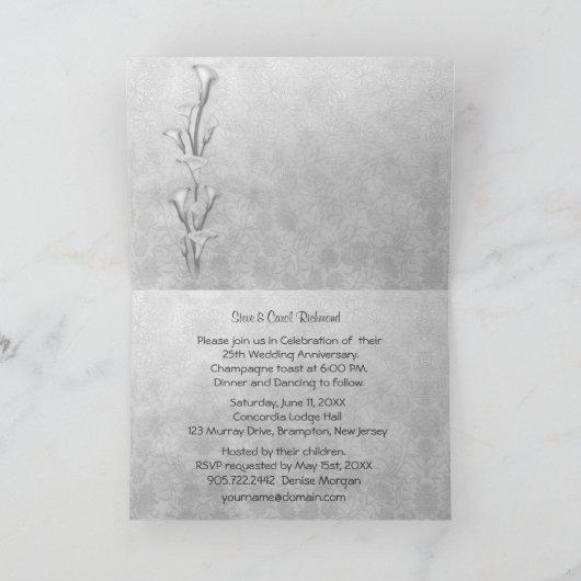 Silver Jubileum Calla Foto-uitnodiging (Binnen)