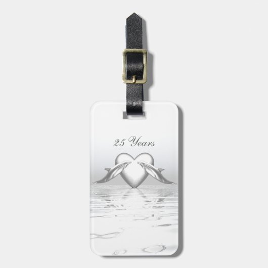 Silver Jubileum Dolphins en Heart Bagagelabel (Voorkant verticaal)