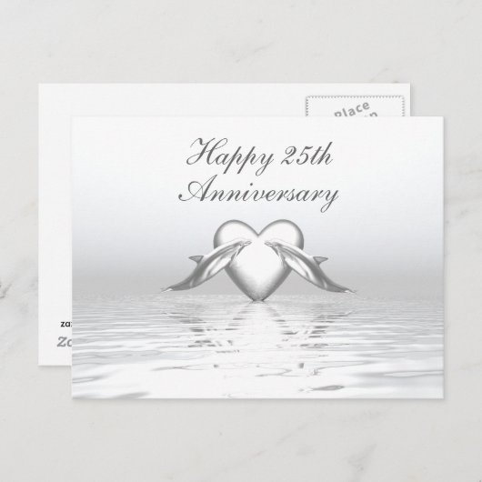 Silver Jubileum Dolphins en Heart Briefkaart (Voorkant / Achterkant)