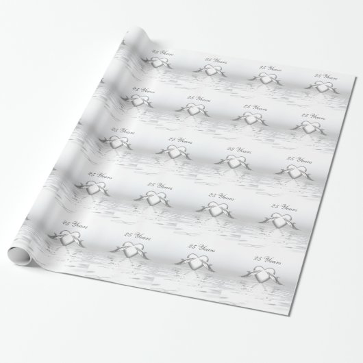 Silver Jubileum Dolphins en Heart Cadeaupapier (Uitgerold)