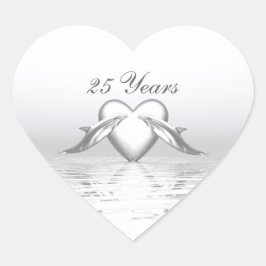 Silver Jubileum Dolphins en Heart Hart Sticker