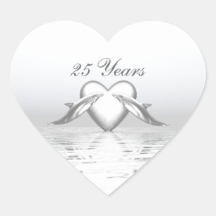Silver Jubileum Dolphins en Heart Hart Sticker