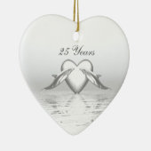 Silver Jubileum Dolphins en Heart Keramisch Ornament (Rechts)