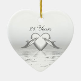 Silver Jubileum Dolphins en Heart Keramisch Ornament