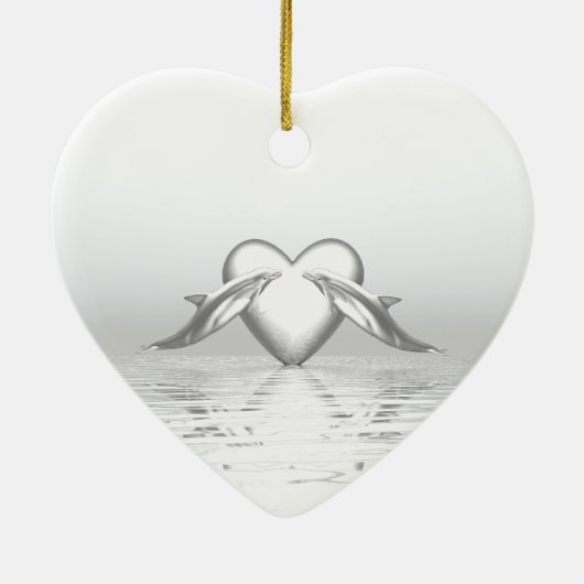 Silver Jubileum Dolphins en Heart Keramisch Ornament (Achterkant)