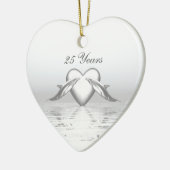 Silver Jubileum Dolphins en Heart Keramisch Ornament (Links)