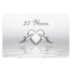 Silver Jubileum Dolphins en Heart Magneet