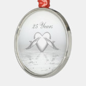 Silver Jubileum Dolphins en Heart Metalen Ornament (Links)