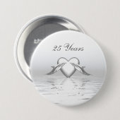 Silver Jubileum Dolphins en Heart Ronde Button 7,6 Cm (Voorkant /achterkant)