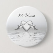 Silver Jubileum Dolphins en Heart Ronde Button 7,6 Cm (Voorkant)