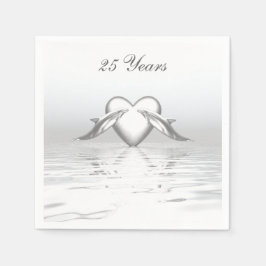 Silver Jubileum Dolphins en Heart Servetten