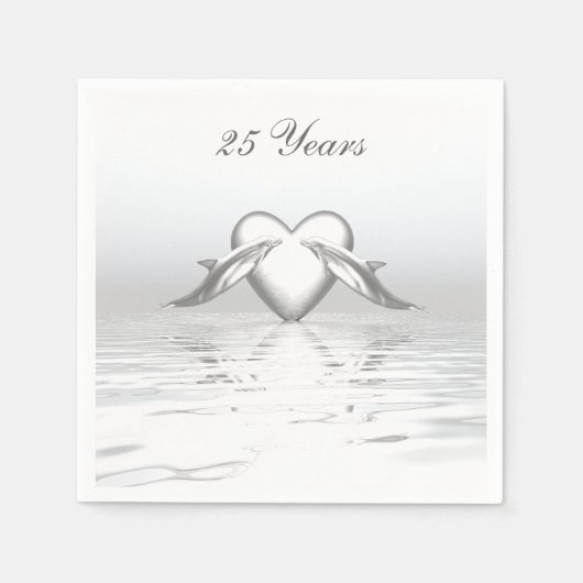 Silver Jubileum Dolphins en Heart Servetten (Voorkant)