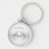 Silver Jubileum Dolphins en Heart Sleutelhanger (Voorkant)