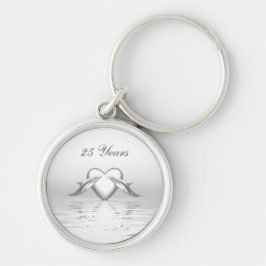 Silver Jubileum Dolphins en Heart Sleutelhanger