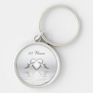 Silver Jubileum Dolphins en Heart Sleutelhanger