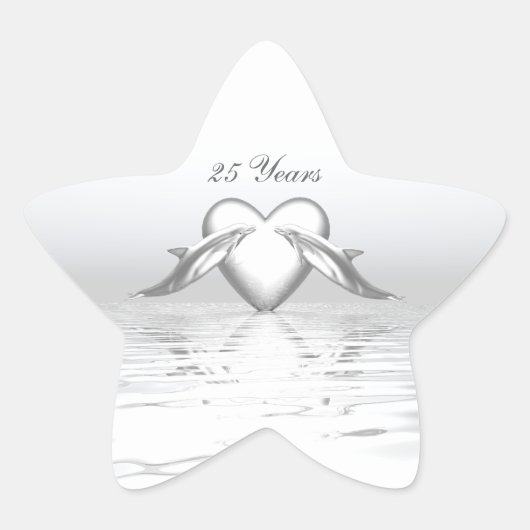 Silver Jubileum Dolphins en Heart Ster Sticker (Voorkant)