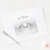 Silver Jubileum Dolphins en Heart Vierkante Sticker (Envelop)